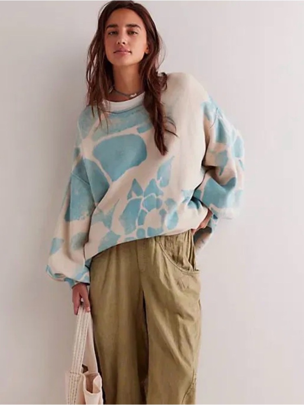 Free People We The Free Painters Garden Pullover Oversized artsy boho slouchy S
